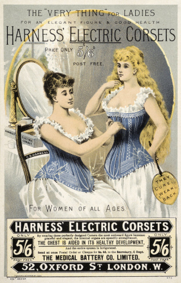 Advertisement for 'Harness' Electric Corsets: 19th century