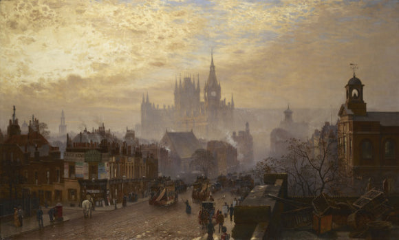 From Pentonville Road looking west: evening: 1884