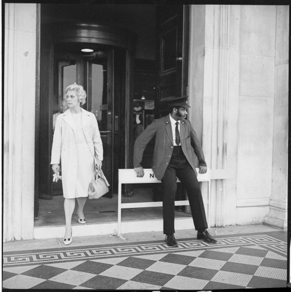 Security warden outside the National Gallery: 20th century