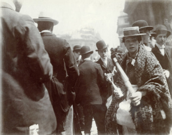 A trumpet seller at the Coronation of Edward VII, June 1902.