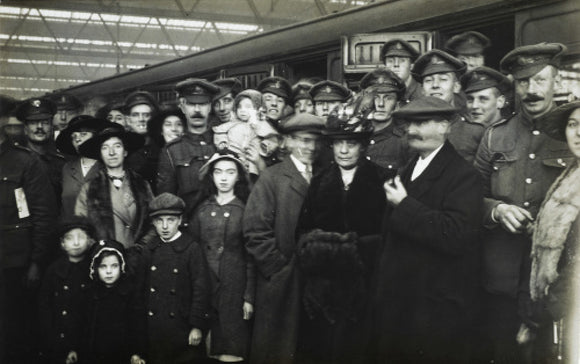 Soldiers leaving for the war from Waterloo Station; 1916.