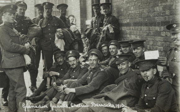 Grenadier Guards awaiting the postman,  1916